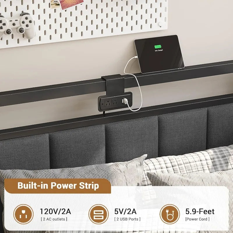 Twin Corner Daybed with Storage Drawers & LED Lighting