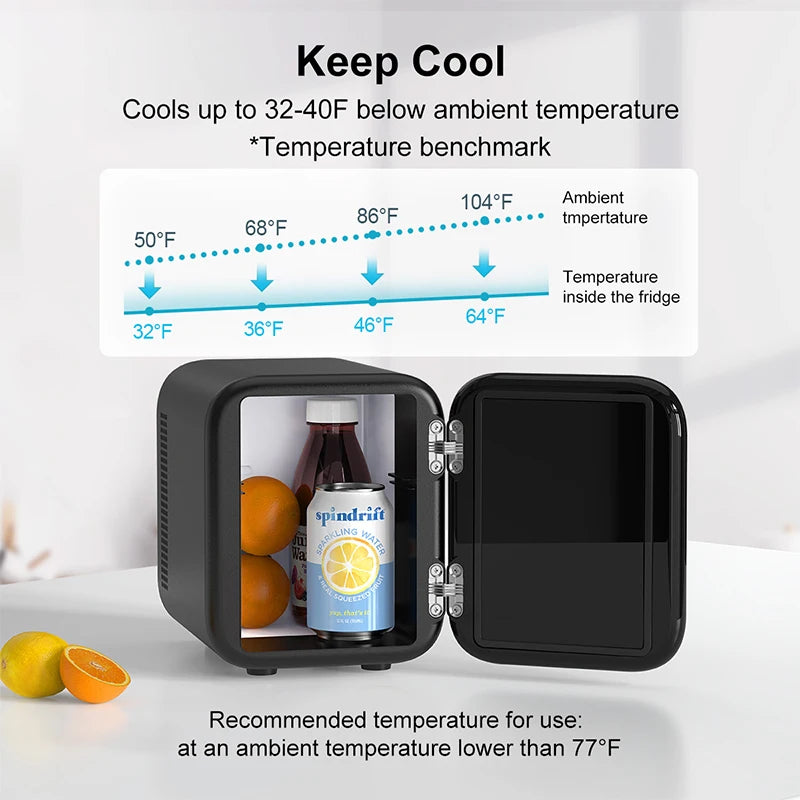 Crownful 4L Mini Fridge – Portable Skincare & Beauty Cooler for Home or Car, Constant Temperature