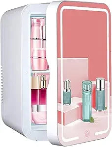 8L Skincare Mini Fridge with LED Mirror – Portable AC/DC Cooler & Warmer