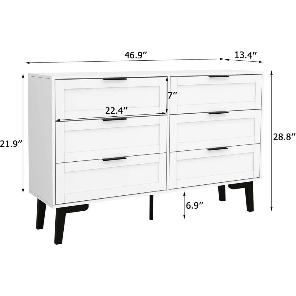 55" White 7-Drawer Dresser – Wooden Storage Chest with Gold Handles