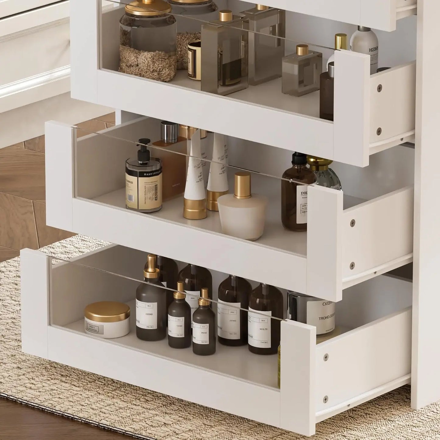 Closet Island with Glass Top & 8 Drawers – Jewelry Display Cabinet