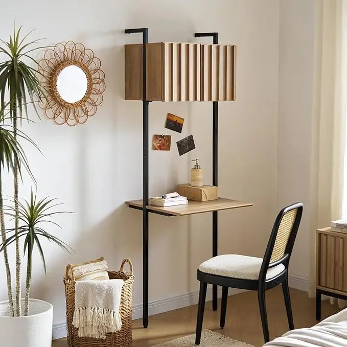 Norwin Ladder Book Shelf – Slim Wall Bookshelf, Farmhouse Industrial Narrow Organizer & Display Shelves for Living Room
