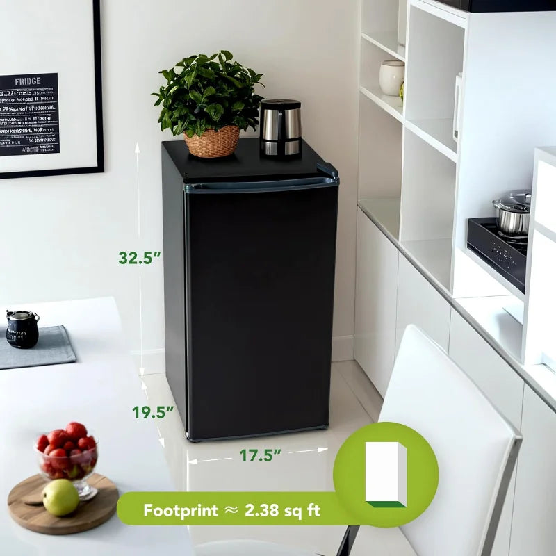 3.2 Cu.Ft Mini Fridge with Freezer – Compact Refrigerator with Reversible Door, Low Noise & Energy-Saving