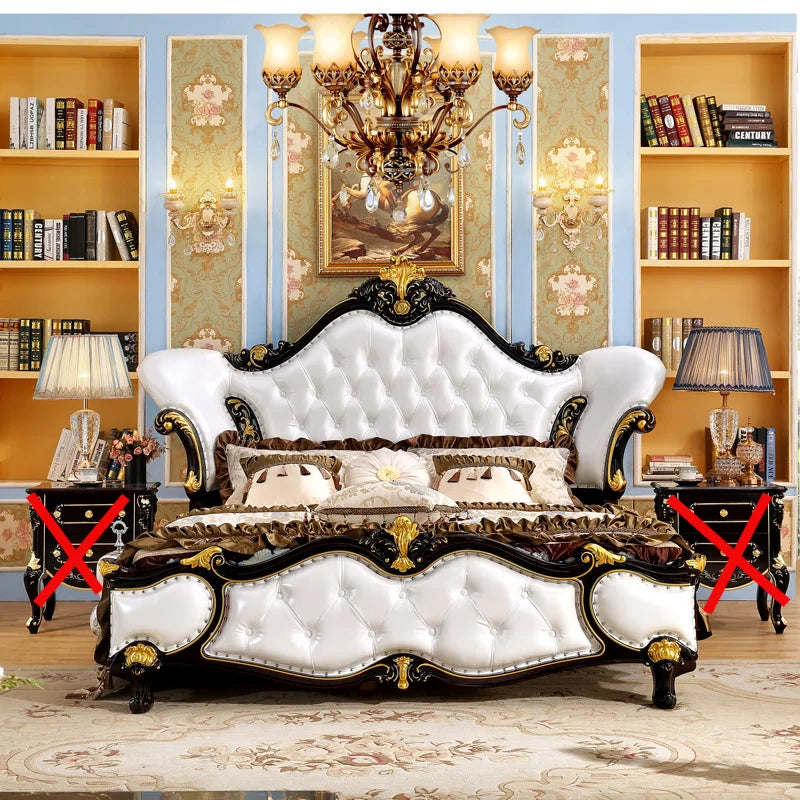 Luxury Nordic Double Bed Frame – Elegant European Headboard, Modern Bedroom Furniture