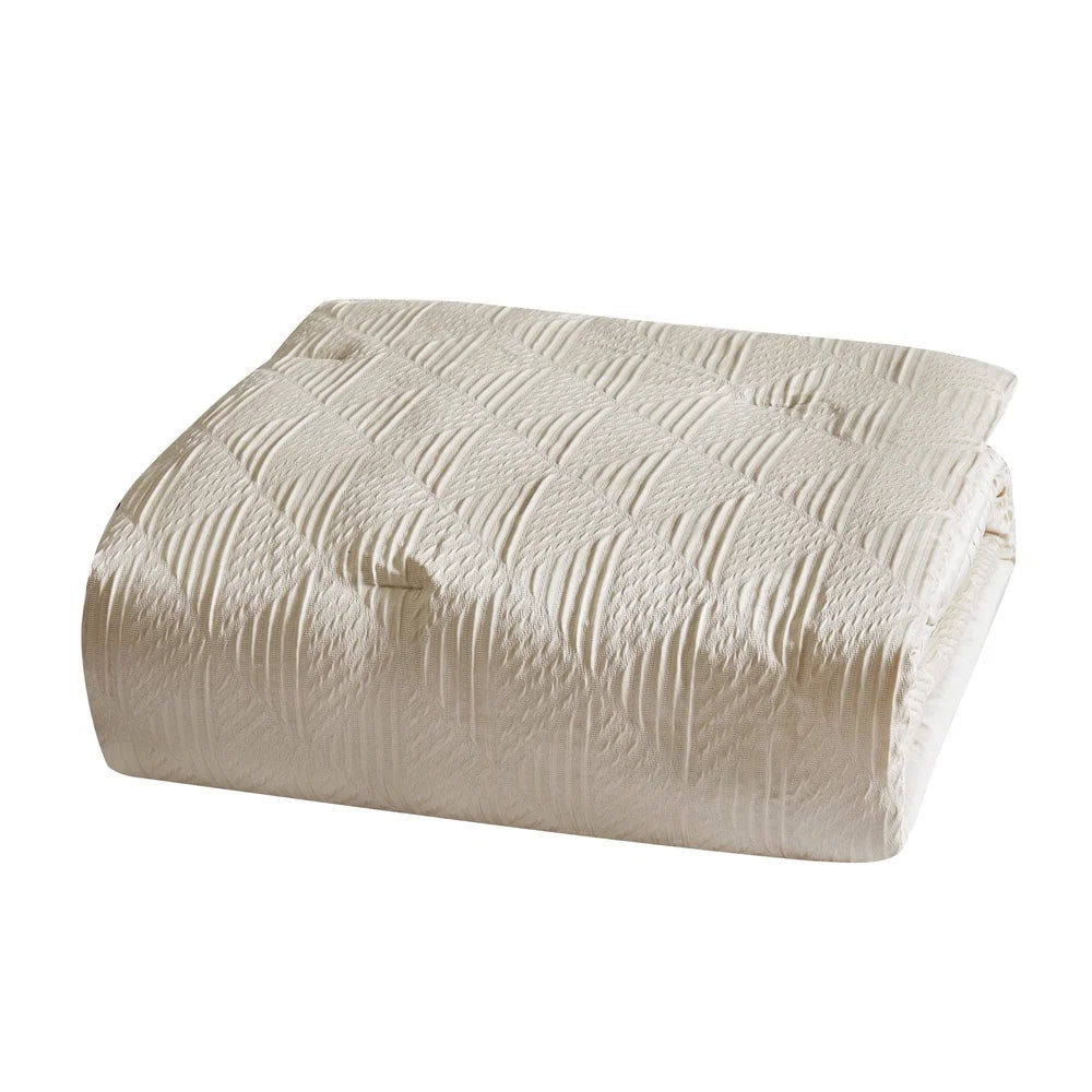 Luxurious 7-Piece Queen Comforter Set – Ivory Jacquard