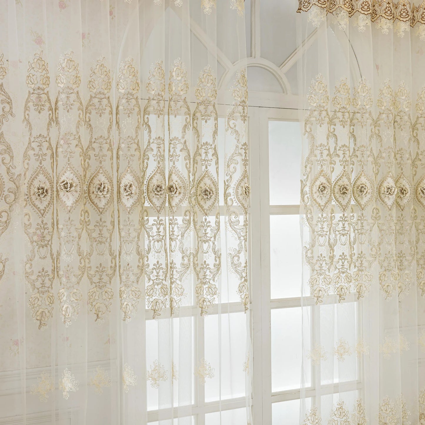Luxurious 3D Embroidery Curtains – Elegant Drapes for Living Room & Bedroom
