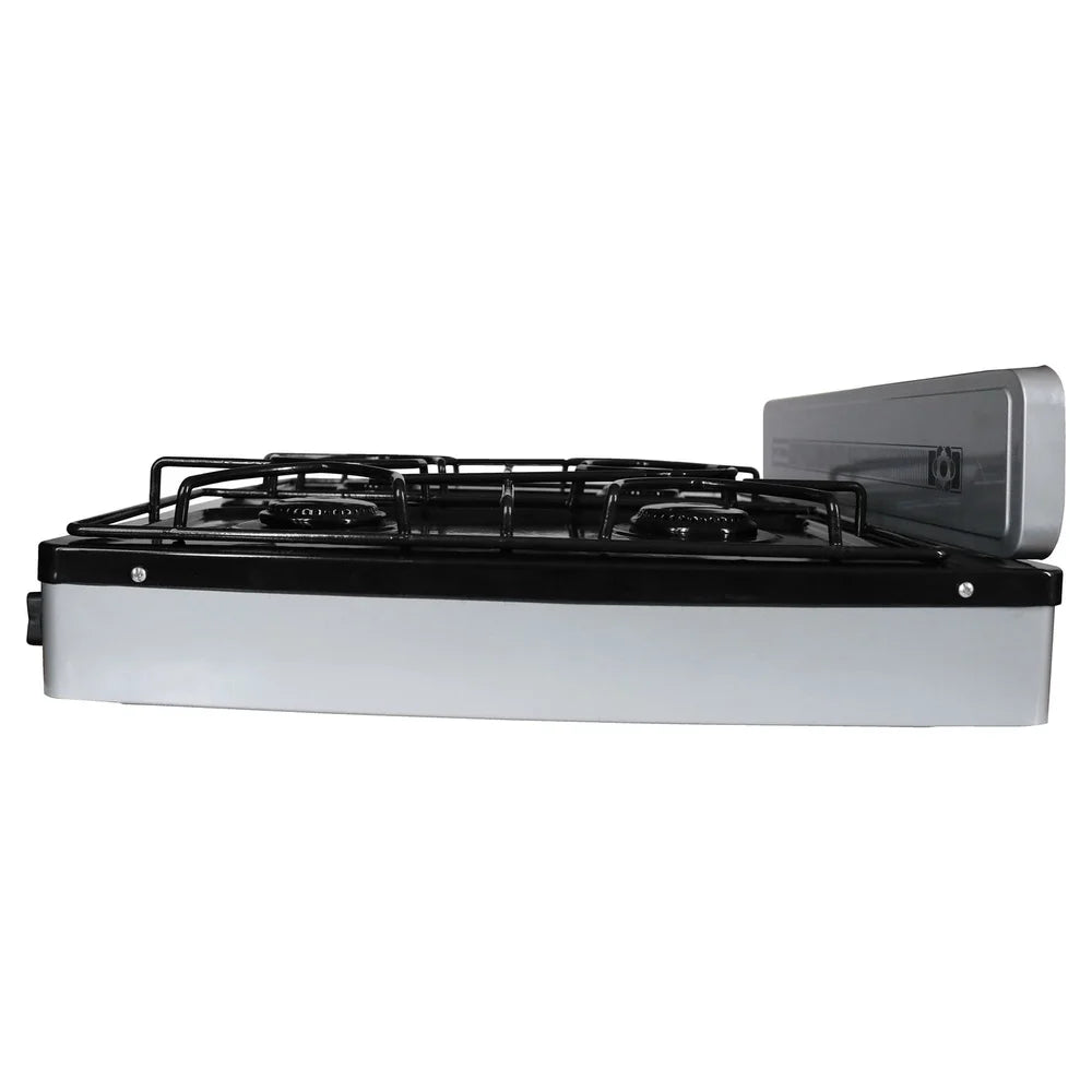 4-Burner Portable Liquid Propane Stove Top – Adjustable Flames with Protective Porcelain Cover, Ideal for Outdoor Cooking