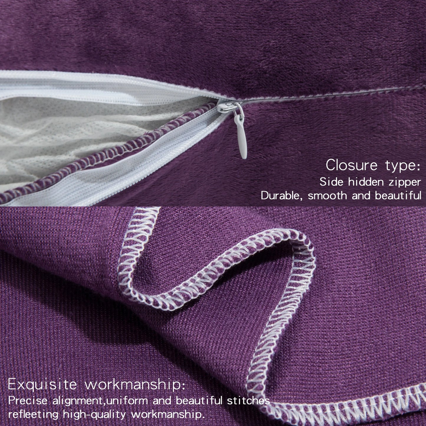NTBAY 2-Pack Velvet Pillowcases – Soft & Warm Travel Pillow Covers with Hidden Zipper Closure