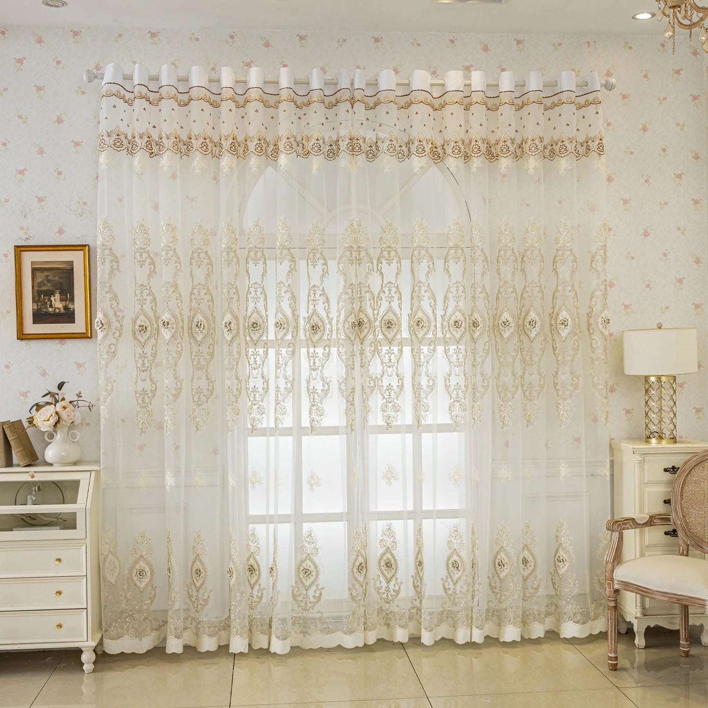 Luxurious 3D Embroidery Curtains – Elegant Drapes for Living Room & Bedroom