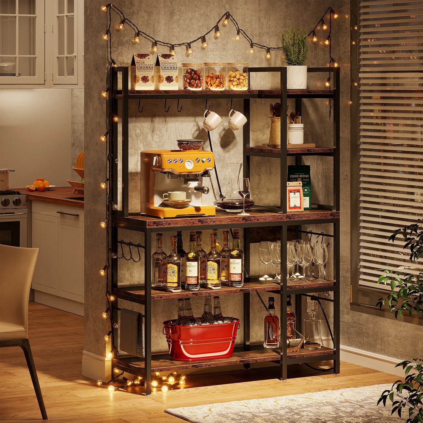 Tribesigns 5-Tier Kitchen Baker’s Rack – 43" Microwave Stand with Storage & Hooks