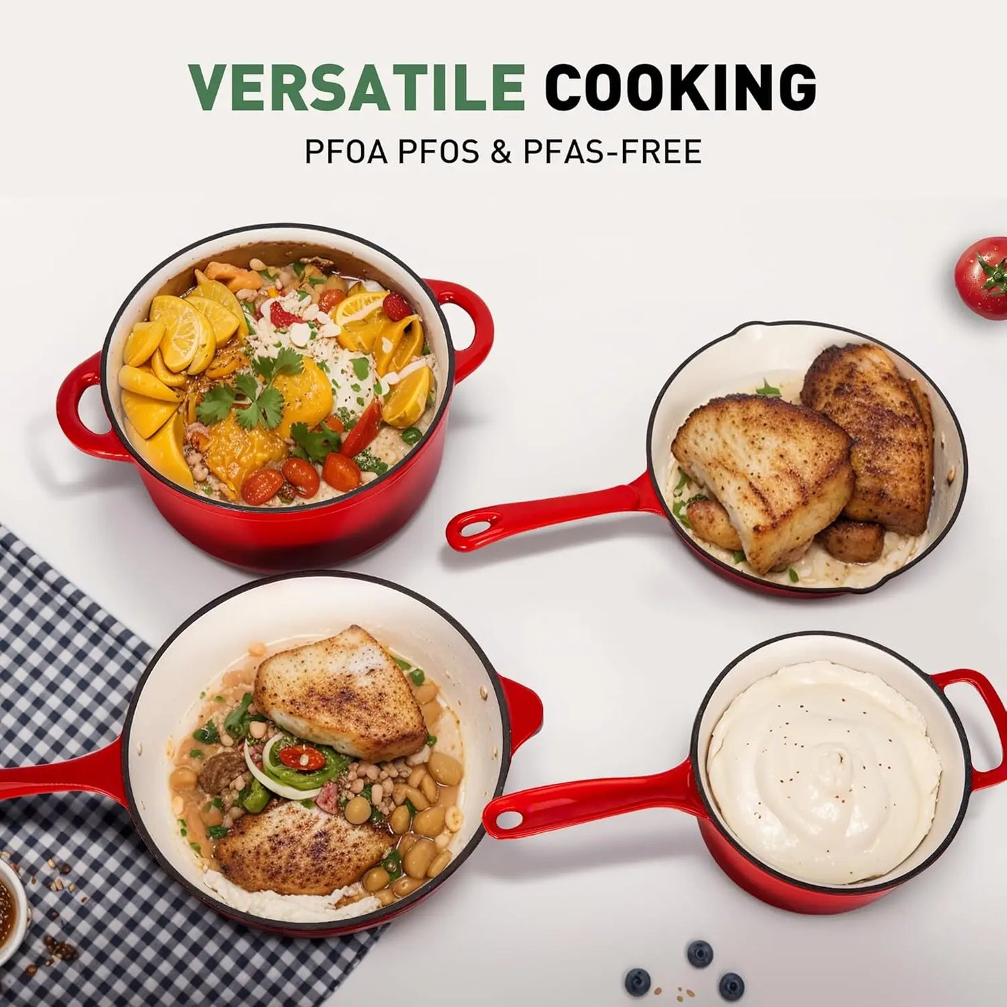 7-Piece Ceramic Nonstick Cookware Set – Induction-Ready Pots & Pans with Heavy Duty Dutch Oven