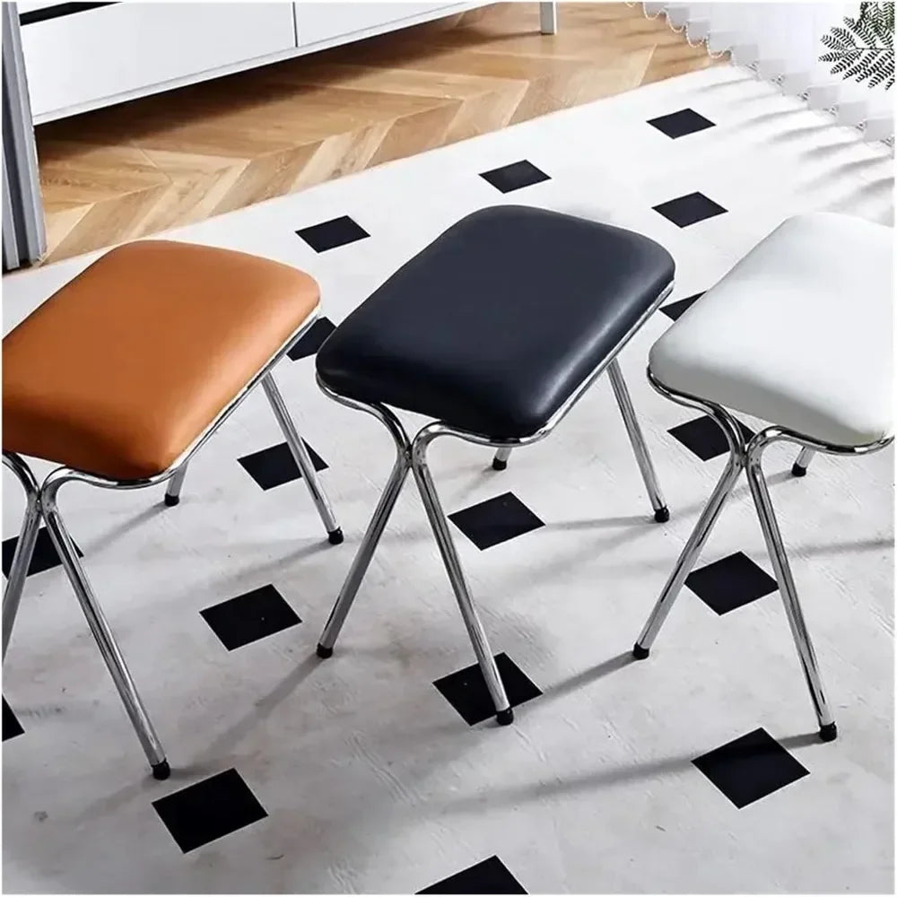 Square Dining Stool – Portable Kitchen Chair, Stackable Bench for Dining, Dressing, or Room Furniture