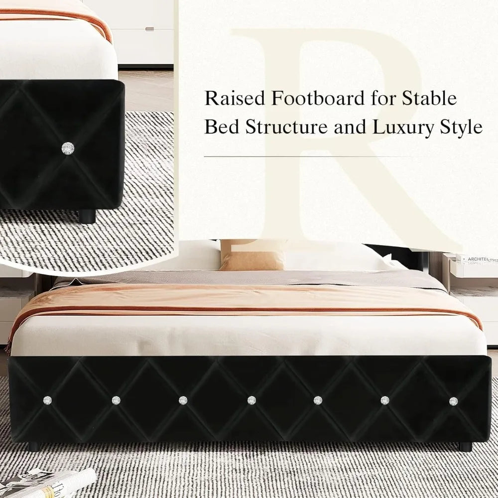 Hlivelood Queen LED Upholstered Bed Frame – Modern Platform with Light & Padded HeadboardHlivelood bed frame, queen LED bed, upholstered platform bed, modern queen bed frame, LED light bed, padded headboard bed, queen bedro