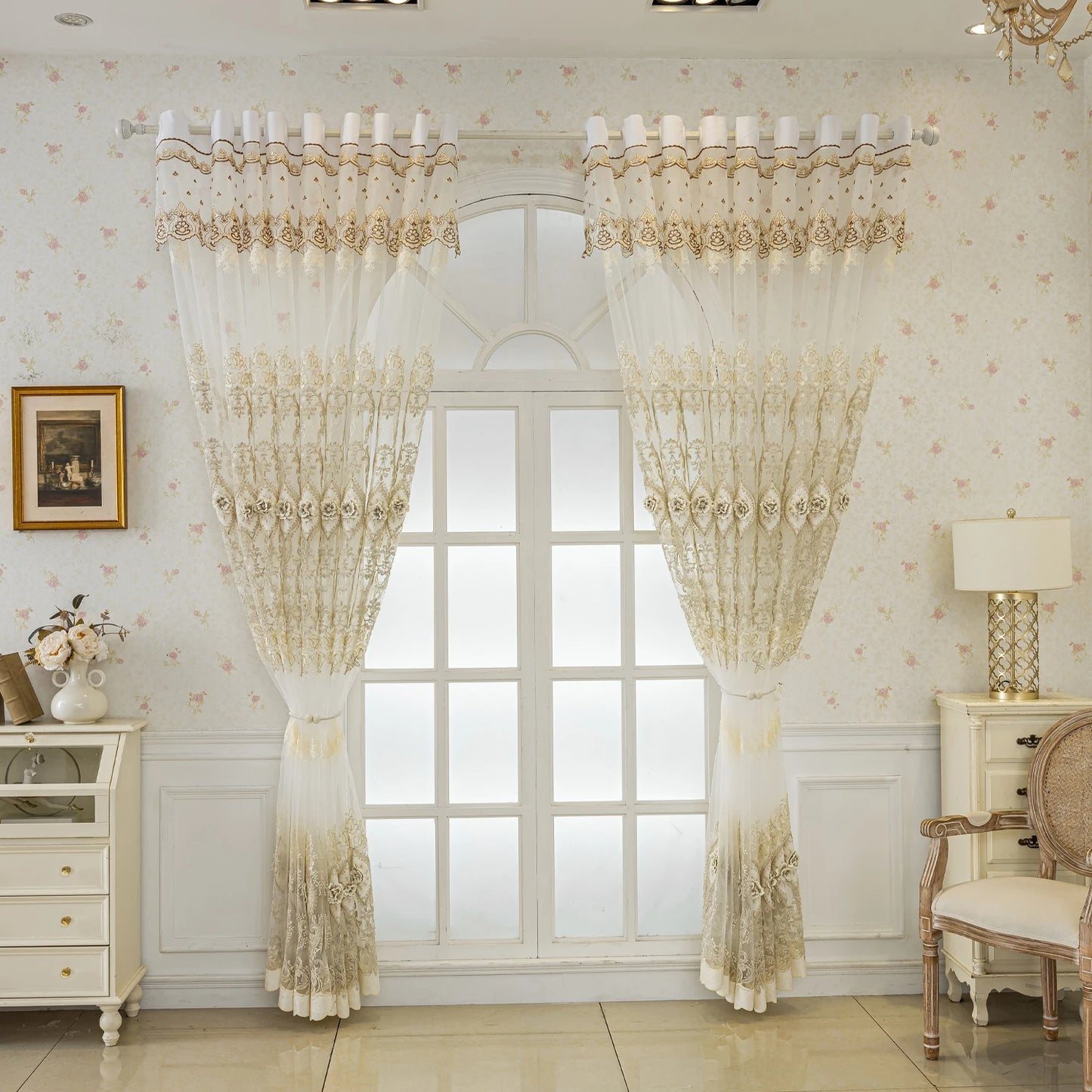Luxurious 3D Embroidery Curtains – Elegant Drapes for Living Room & Bedroom