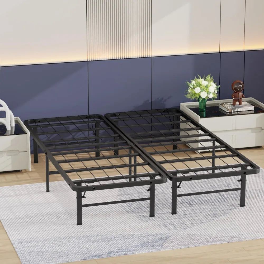 Queen Size Metal Platform Bed Frame, 14" Heavy-Duty Steel Mattress Foundation, Box Spring Replacement