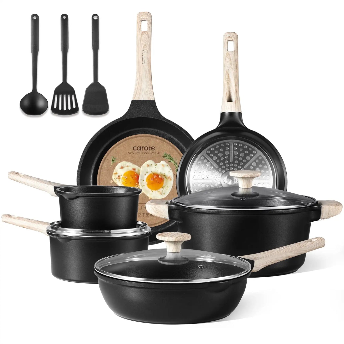 Carote 12-Piece Nonstick Cookware Set – Induction Ready Pots & Pans for Everyday Cooking