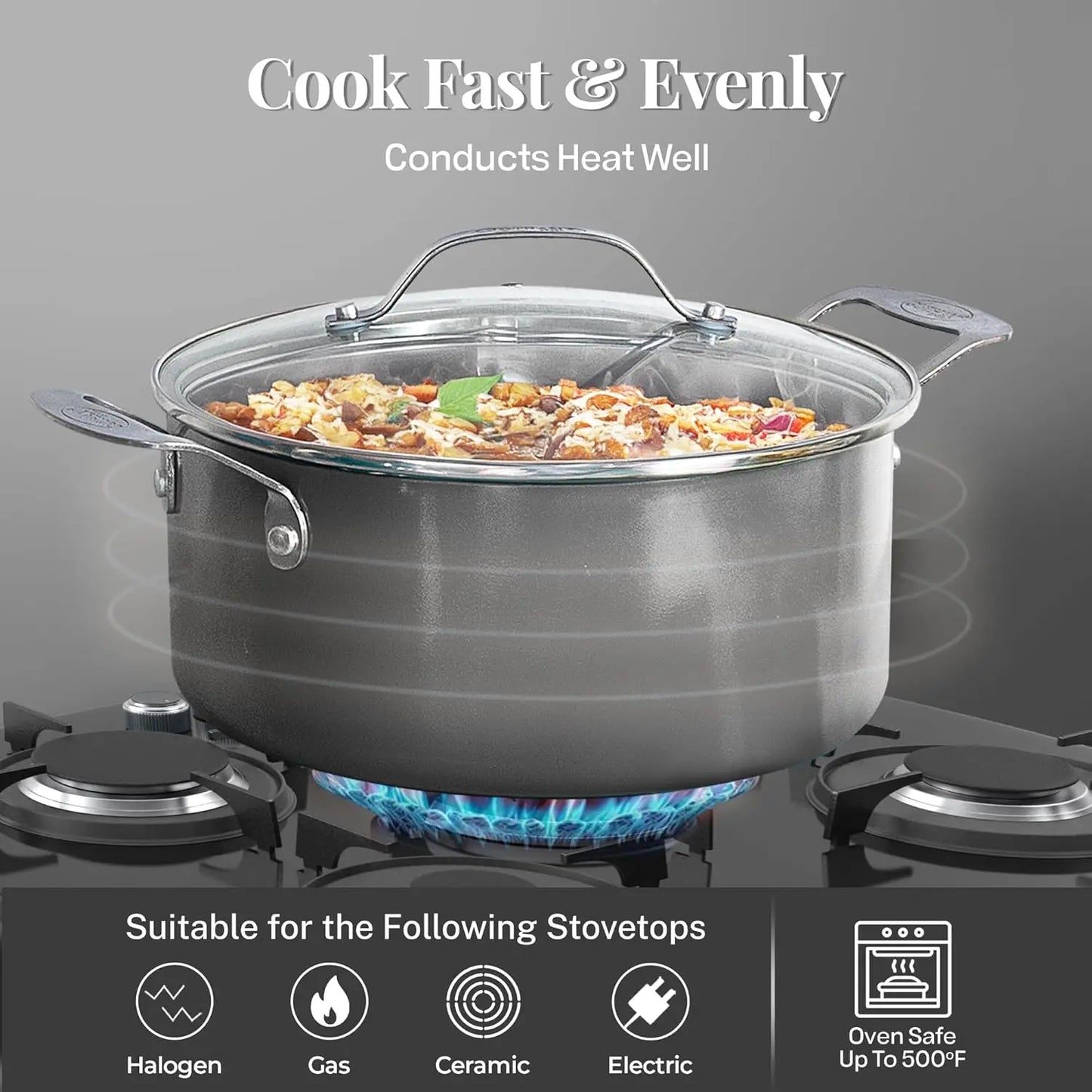 20-Piece Ceramic Nonstick Cookware Set – Pots & Pans with Deep Square Pan and Bakeware, Non-Toxic Kitchen Set