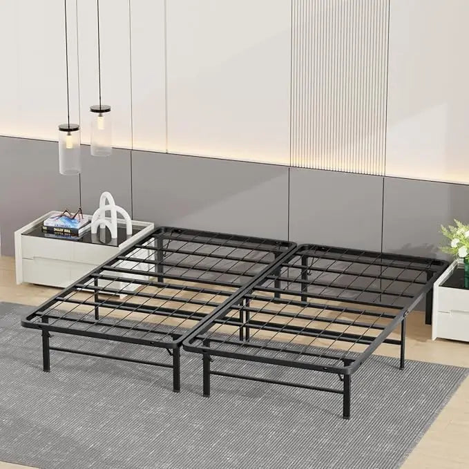Queen Size Metal Platform Bed Frame, 14" Heavy-Duty Steel Mattress Foundation, Box Spring Replacement