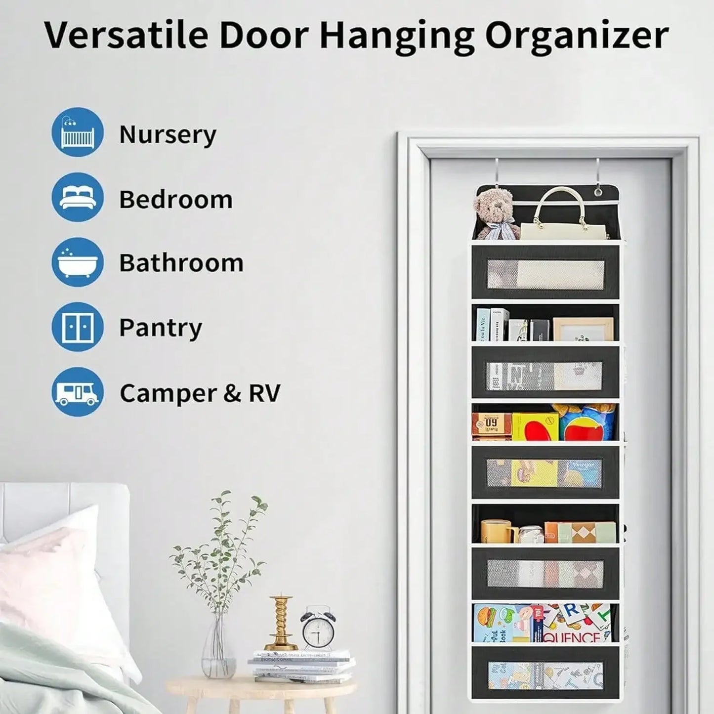 Large Over-the-Door Organizer – 5 Shelves with 5 Side Pockets