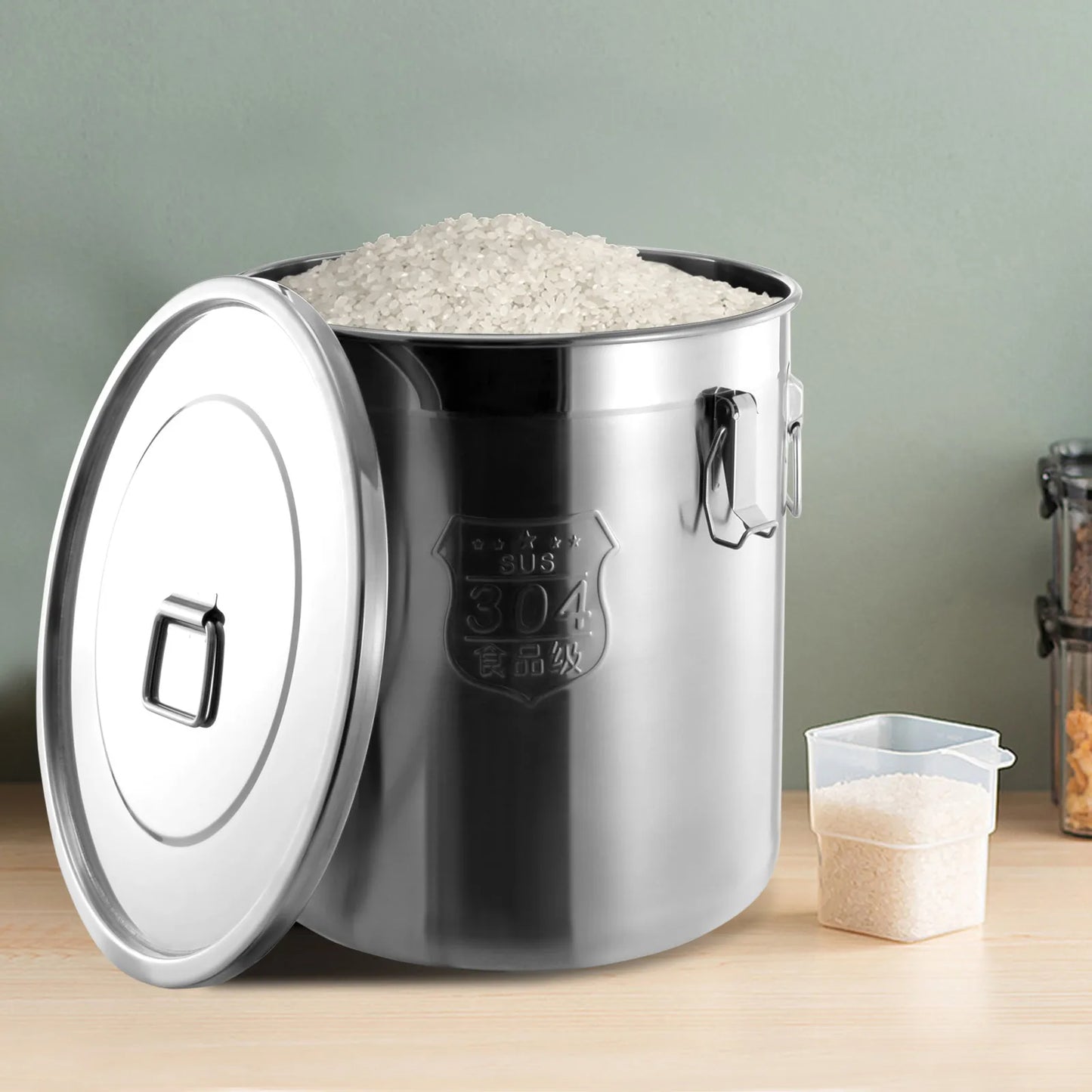 48L Stainless Steel Airtight Canister – Large 304 Steel Food Storage Container