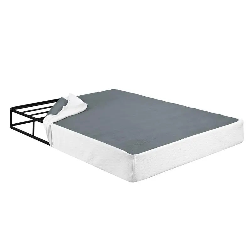 Twin Metal Bed Frame with Mattress Foundation, Black with Textured Fabric Cover