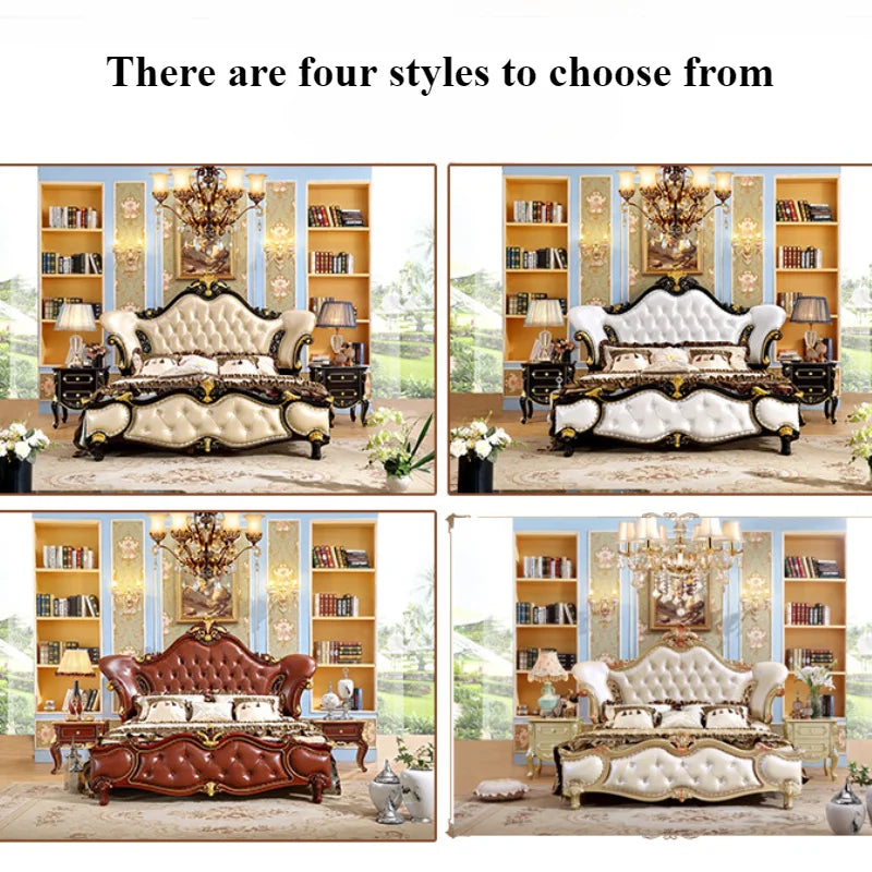 Luxury Nordic Double Bed Frame – Elegant European Headboard, Modern Bedroom Furniture