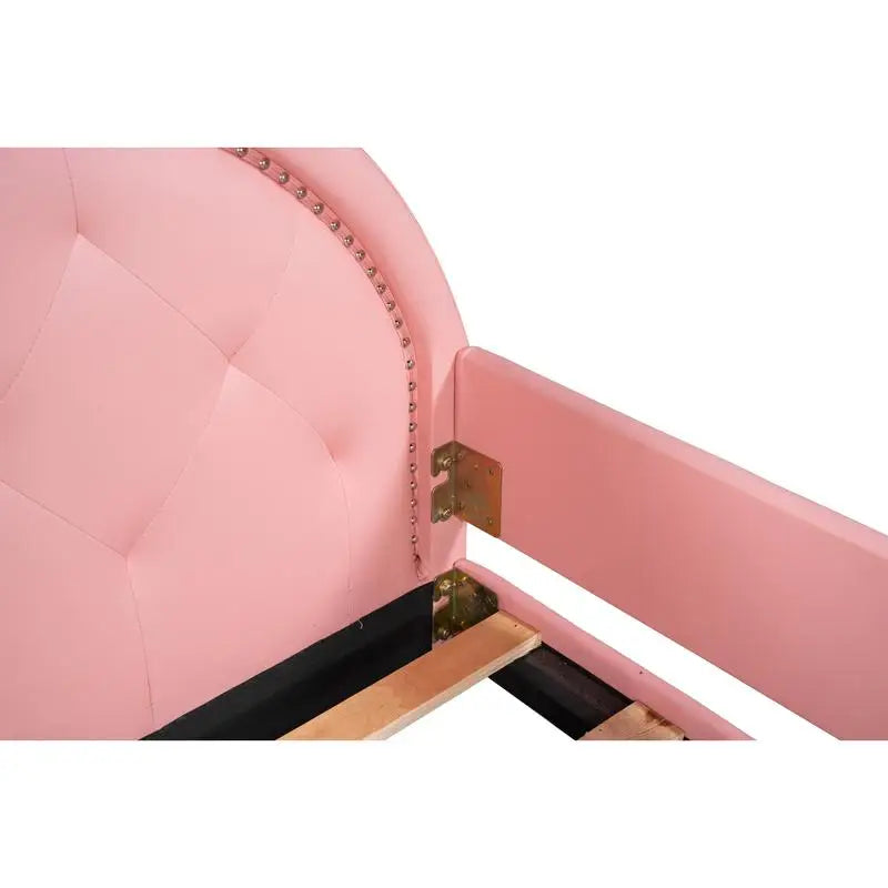 Pink Upholstered Twin Daybed with Ear-Shaped Headboard