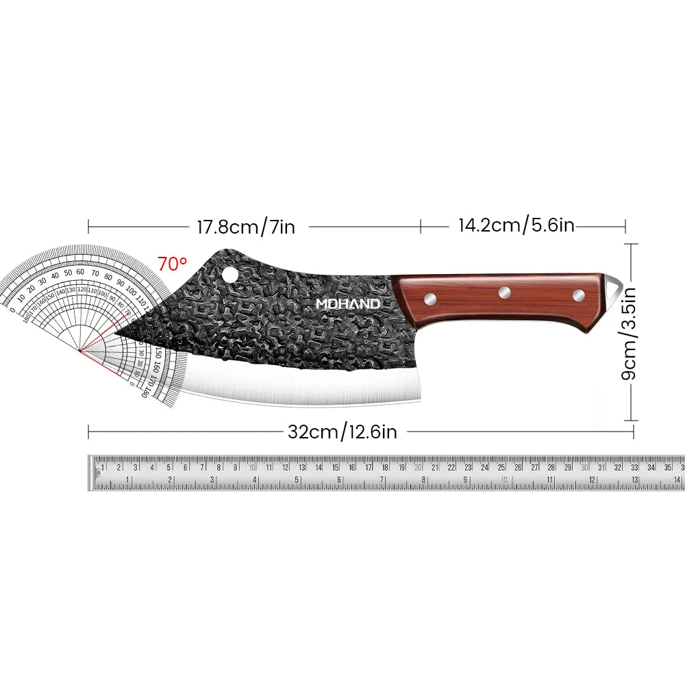Hammered High Carbon Steel Butcher Knife – Boning, Cutting & Slicing with Gift Box