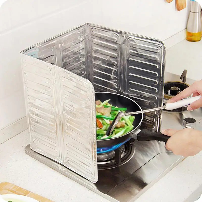 3 Sided Oil Splatter Guard Kitchen Aluminum Foil Anti Splatter Shield Guard Grease Splatter Guard for Stove Top and Frying Pan