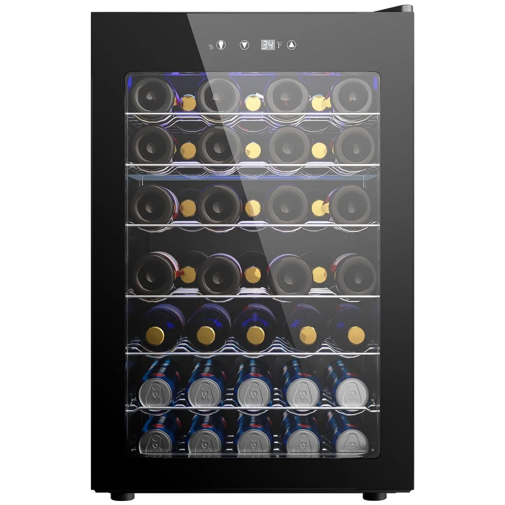 44-Bottle Wine Cooler – Mini Refrigerator with Glass Door, Adjustable Temp, LED & Quiet Operation