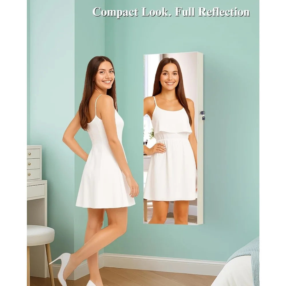 LED Mirror Jewelry Cabinet – Wall/Door Mounted Organizer with Lights