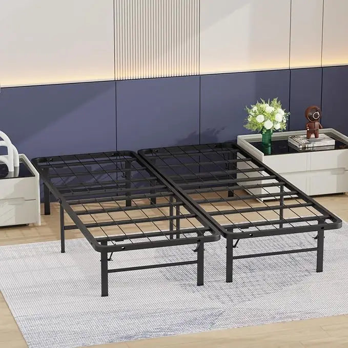 Queen Size Metal Platform Bed Frame, 14" Heavy-Duty Steel Mattress Foundation, Box Spring Replacement