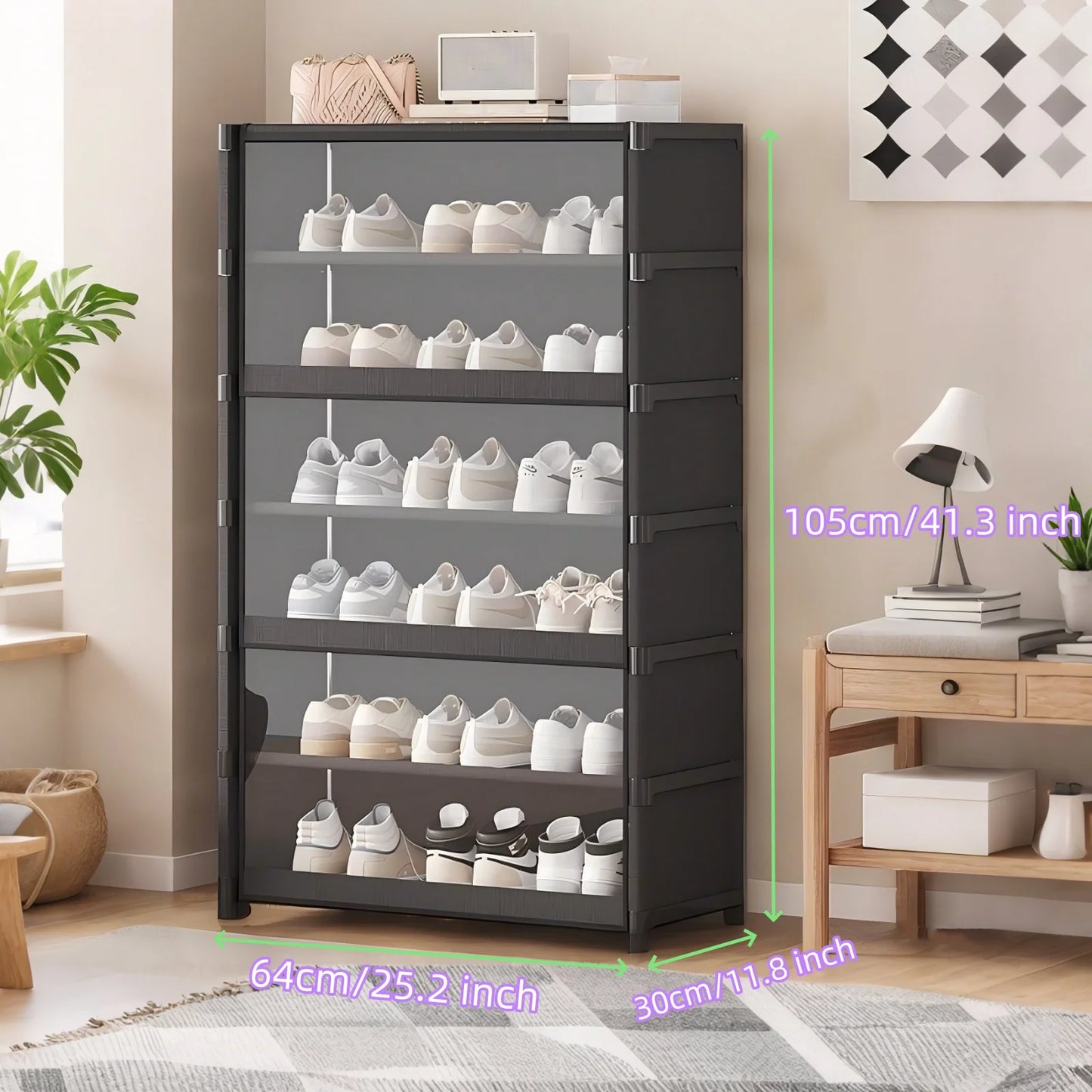 Multi-Layer Shoe Cabinet with Clear Lid – Space-Saving Shoe Storage Organizer