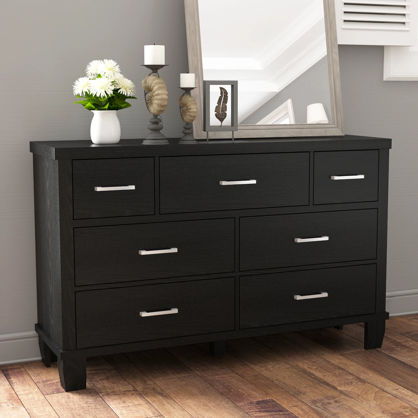 Vintage 7 Drawer Wooden Dresser – Bedroom & Living Room Storage