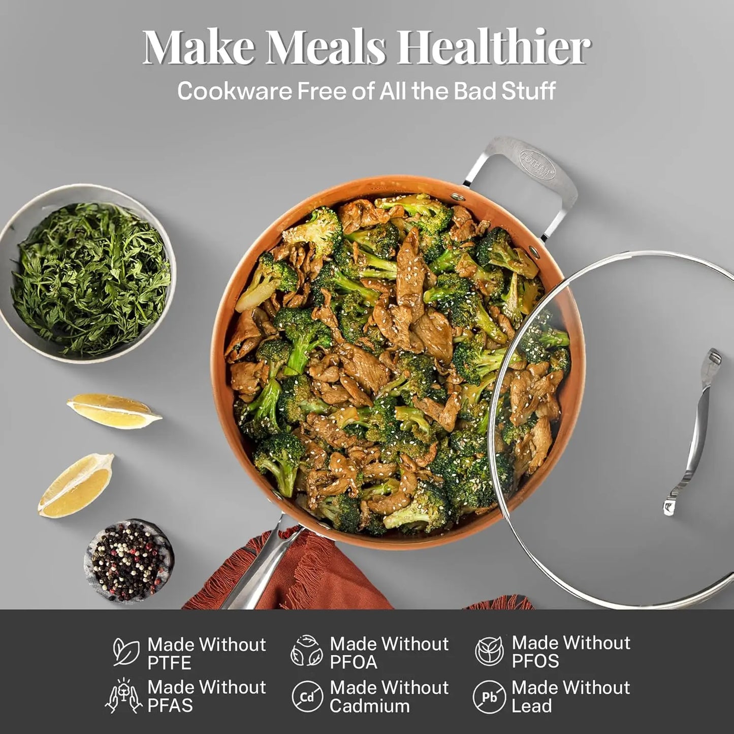 20-Piece Ceramic Nonstick Cookware Set – Pots & Pans with Deep Square Pan and Bakeware, Non-Toxic Kitchen Set