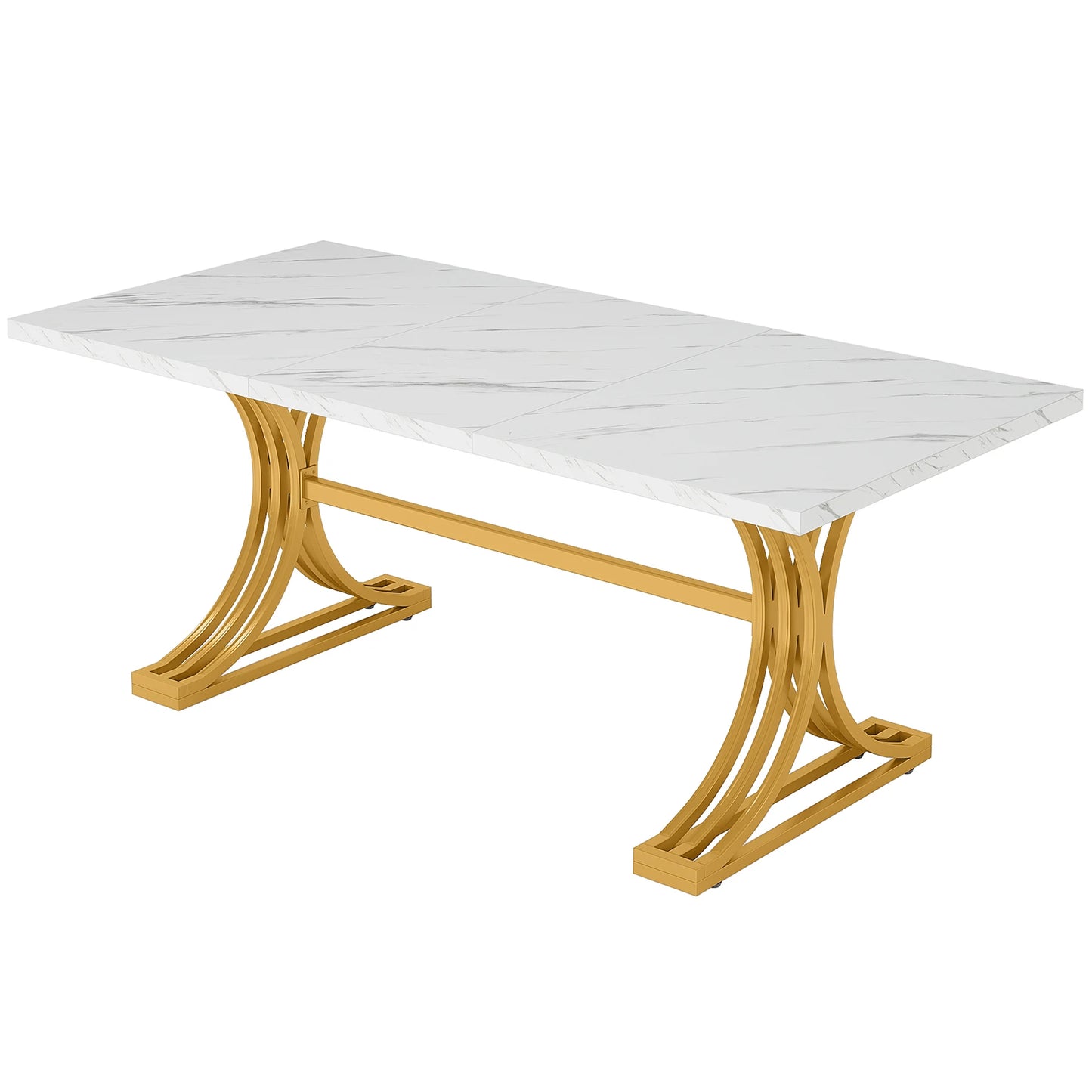 Tribesigns 63″ Modern Dining Table – Faux Marble Rectangular Table for 4–6modern dining table, faux marble table, rectangular dining table, Tribesigns table, dining table for 6, contemporary dining table, kitchen table,