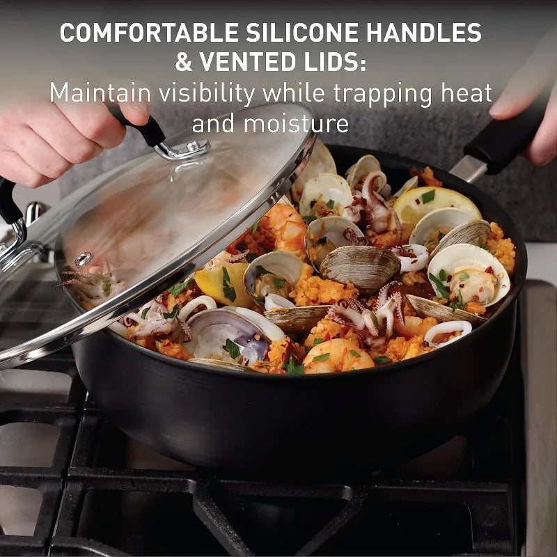 T-fal Ultimate Hard Anodized Nonstick Cookware Set, 17-Piece – Oven & Broiler Safe