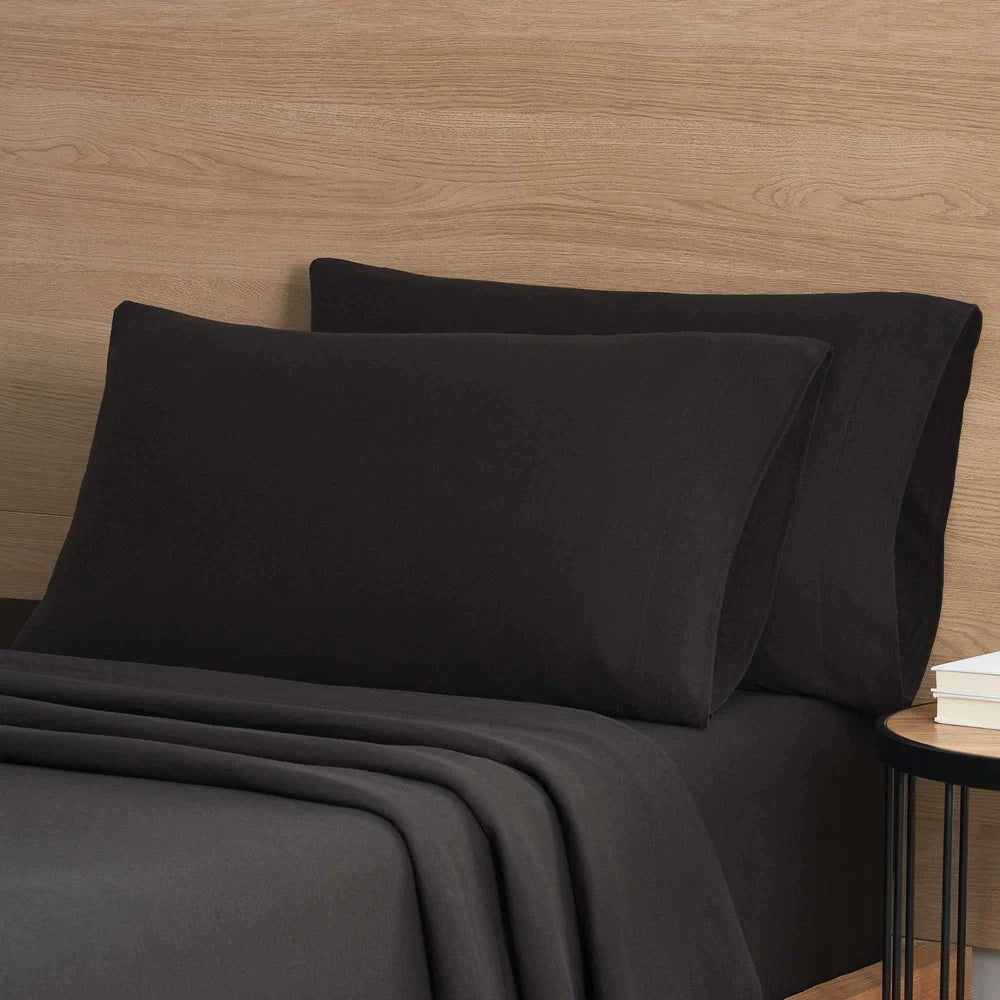 Cotton Rich Jersey Bed Sheet Set King 4 Pieces Breathable Soft Cozy Stretchy Fitted Flat Pillowcases Easy Care All Season