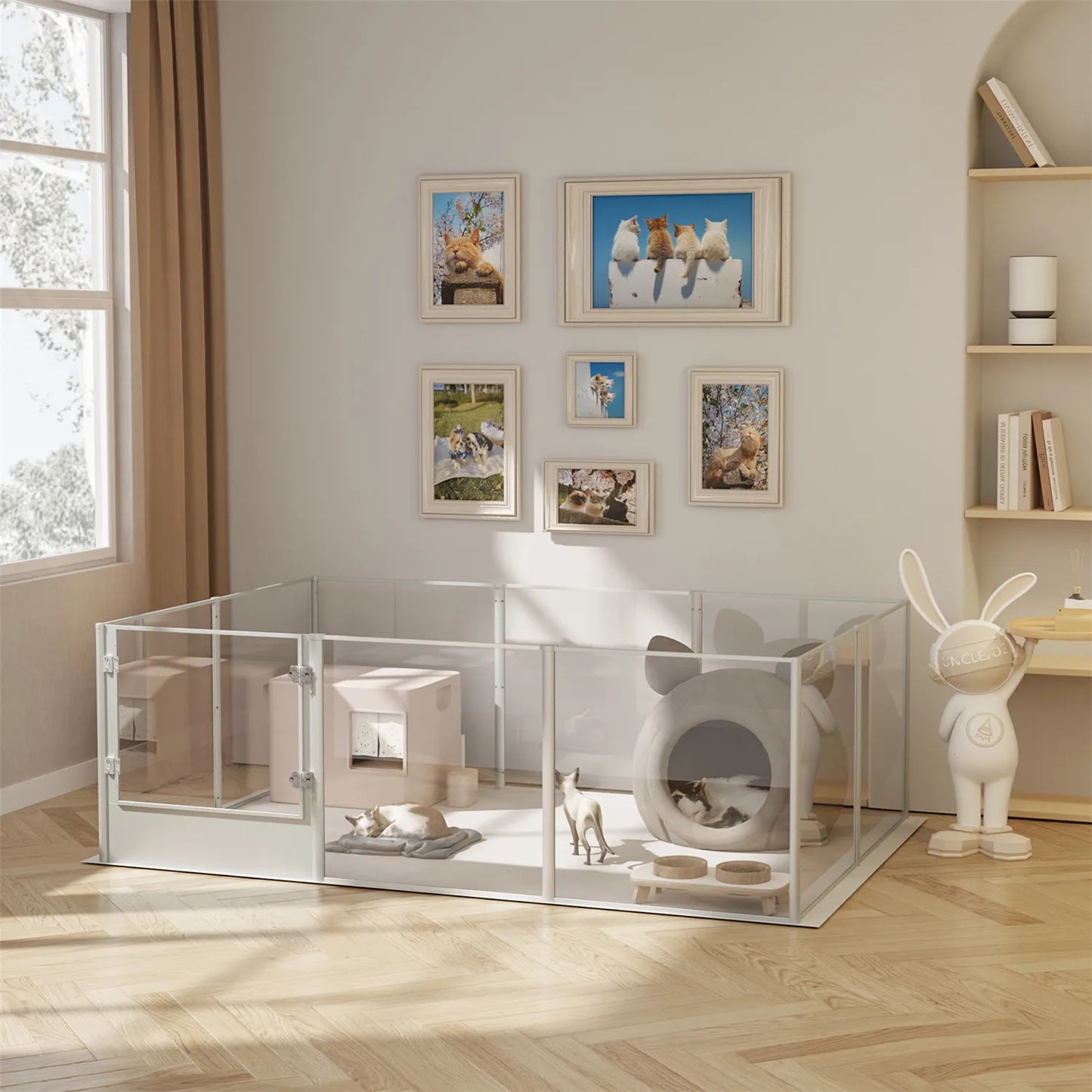 Clear Whelping Box with Pad – BingoPaw Acrylic Indoor Playpen
