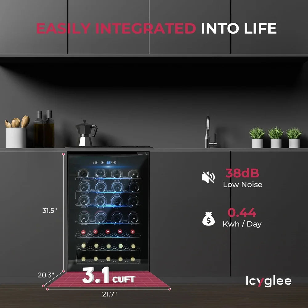 44-Bottle Wine Cooler – Mini Refrigerator with Glass Door, Adjustable Temp, LED & Quiet Operation