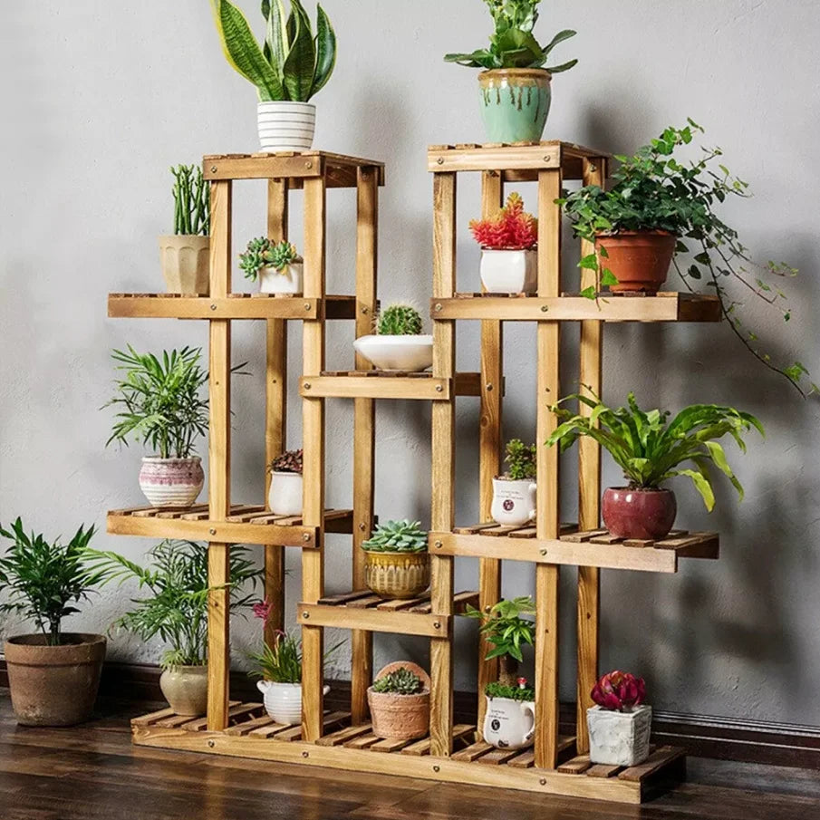 Wooden Plant Shelf – Multi-Tier Flower Pot Stand for Indoor & Outdoor Plant Display