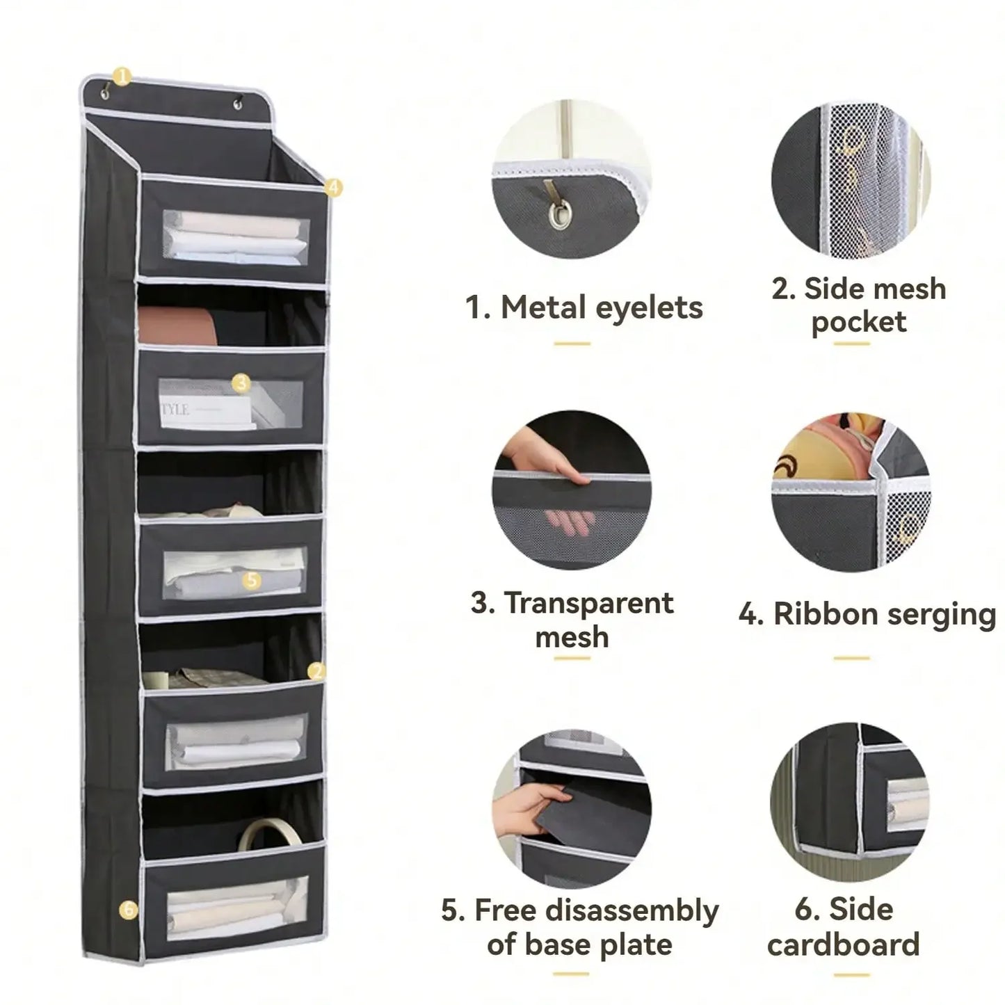 Large Over-the-Door Organizer – 5 Shelves with 5 Side Pockets