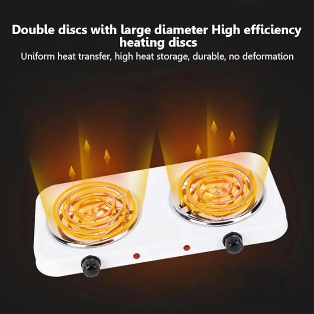 2000W Dual Coil Hot Plate – Portable Electric Stove with 5 Temperature Levels