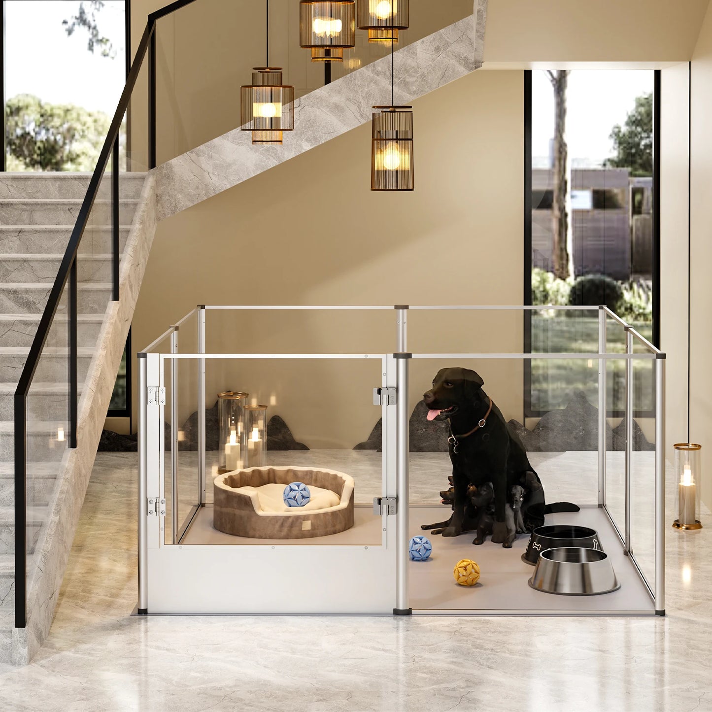 Clear Whelping Box with Pad – BingoPaw Acrylic Indoor Playpen