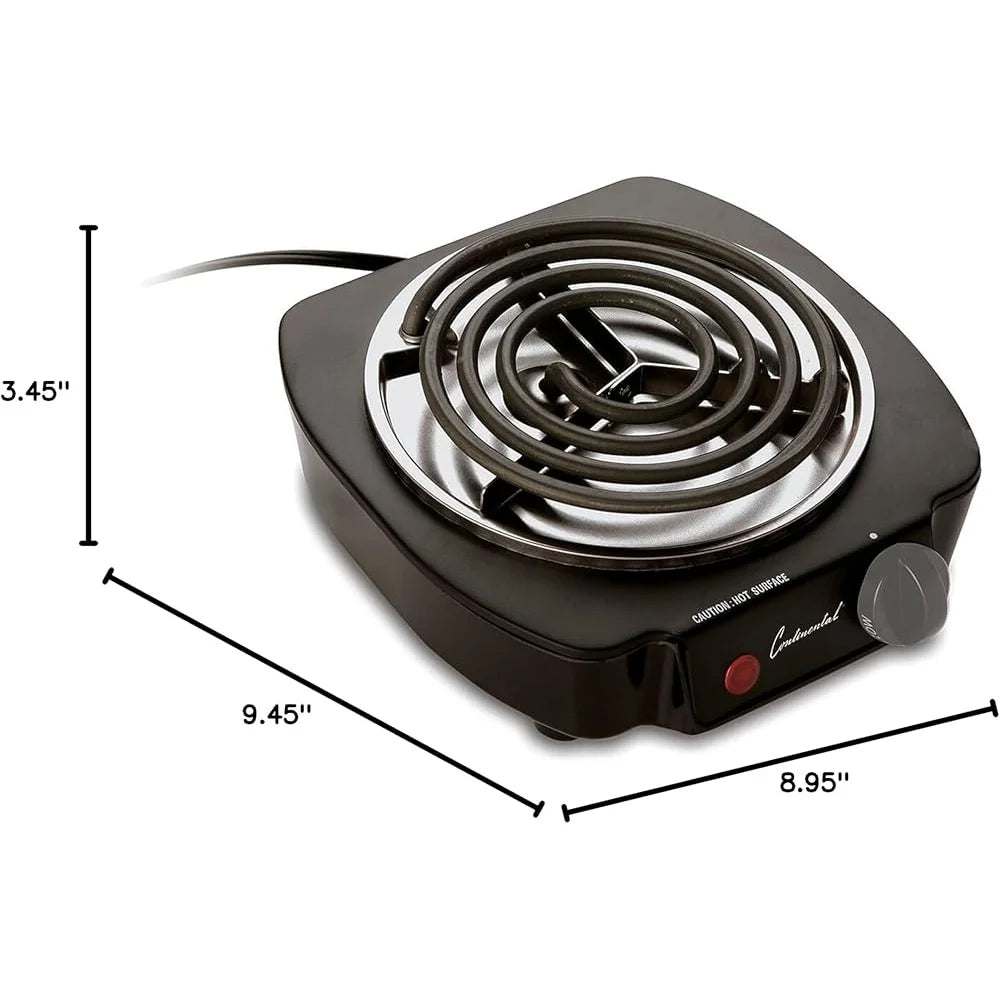 1100W Portable Electric Stove – Single Burner Coil Hot Plate with Adjustable Temperature & Power Indicator Light