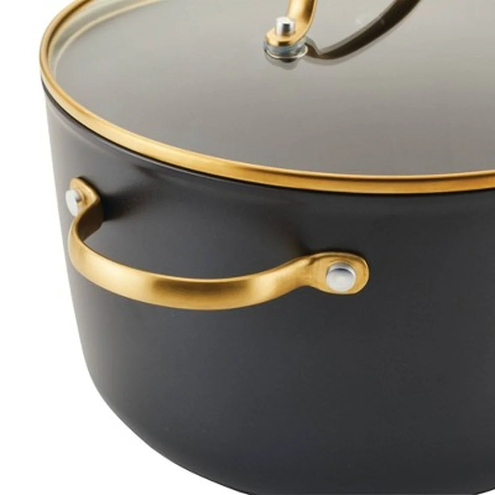 Forged Induction 6qt Ceramic Nonstick Stock Pot Dishwasher Safe Tempered Glass Lid Stainless Steel Handle All Stovetops
