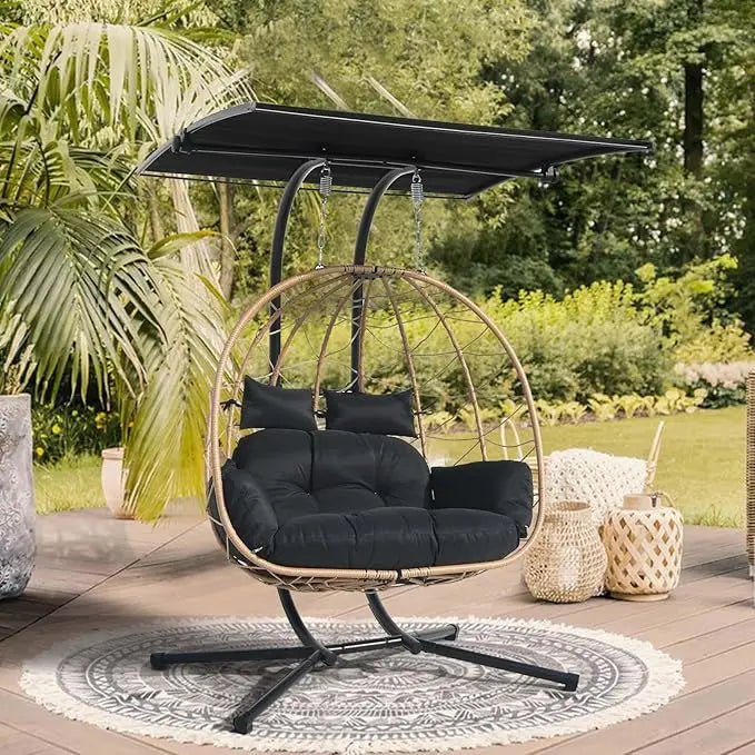 Double Egg Swing Chair – Foldable Hammock Chair for Outdoor & Indoor Use, Terrace, Garden, Balcony, Bedroom