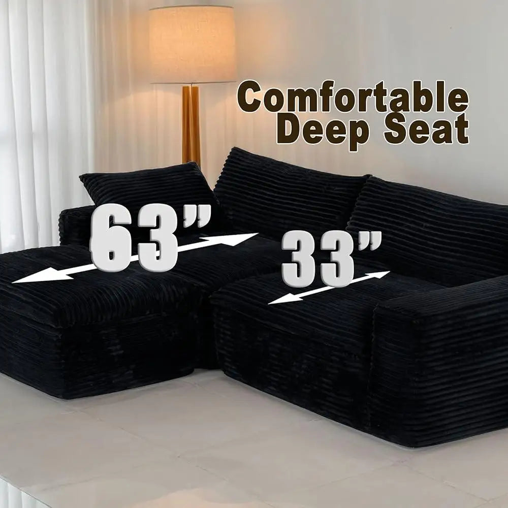 Oversized L-Shaped Sectional Sofa – Deep Seat Plush Modular Couch, Elegant Design, No Assembly
