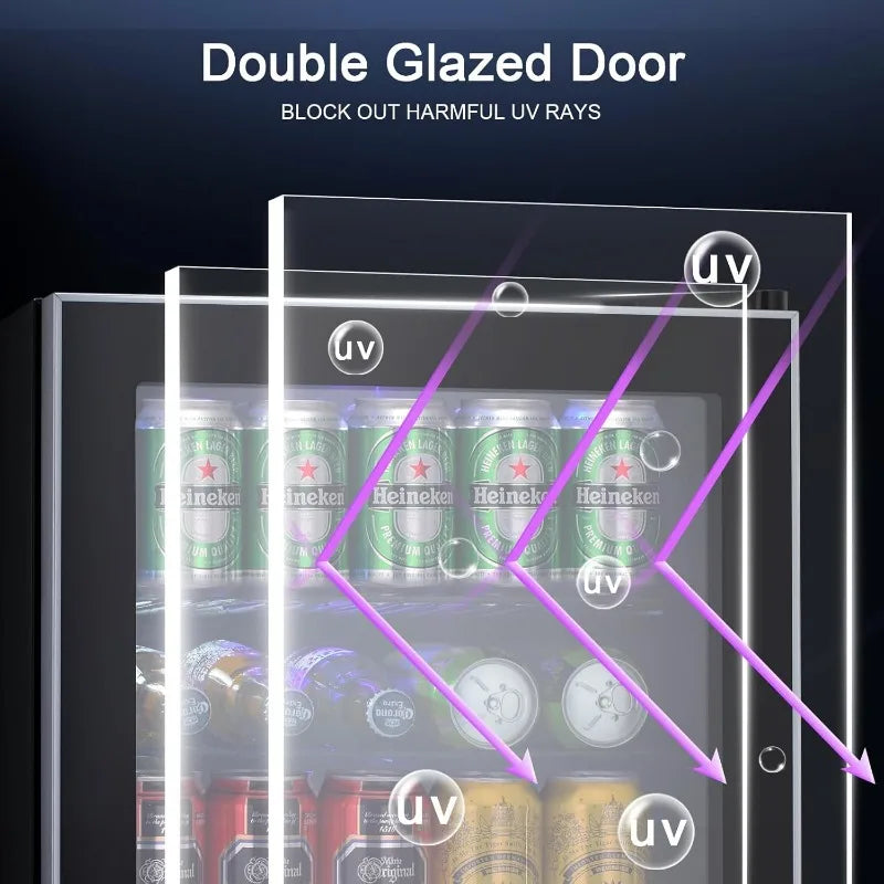 60-Can Beverage Mini Fridge – Glass Door Drink Cooler with Removable Shelves for Beer, Soda & Winebeverage mini fridge, 60 can drink cooler, glass door mini fridge, soda and beer fridge, wine and beverage cooler, compact dr