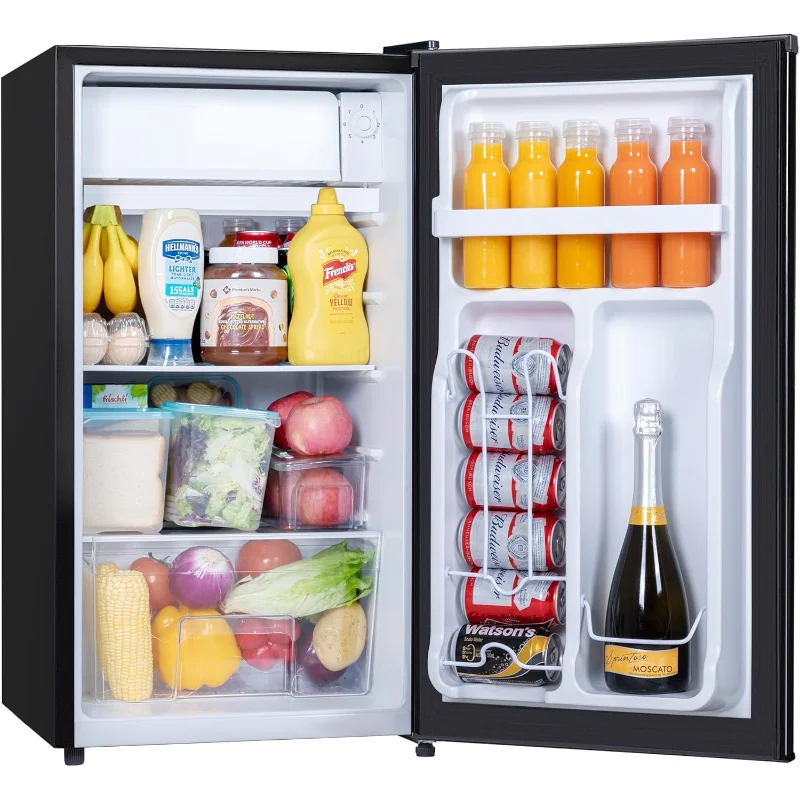 3.2 Cu.Ft Mini Fridge with Freezer – Compact Refrigerator with Reversible Door, Low Noise & Energy-Saving